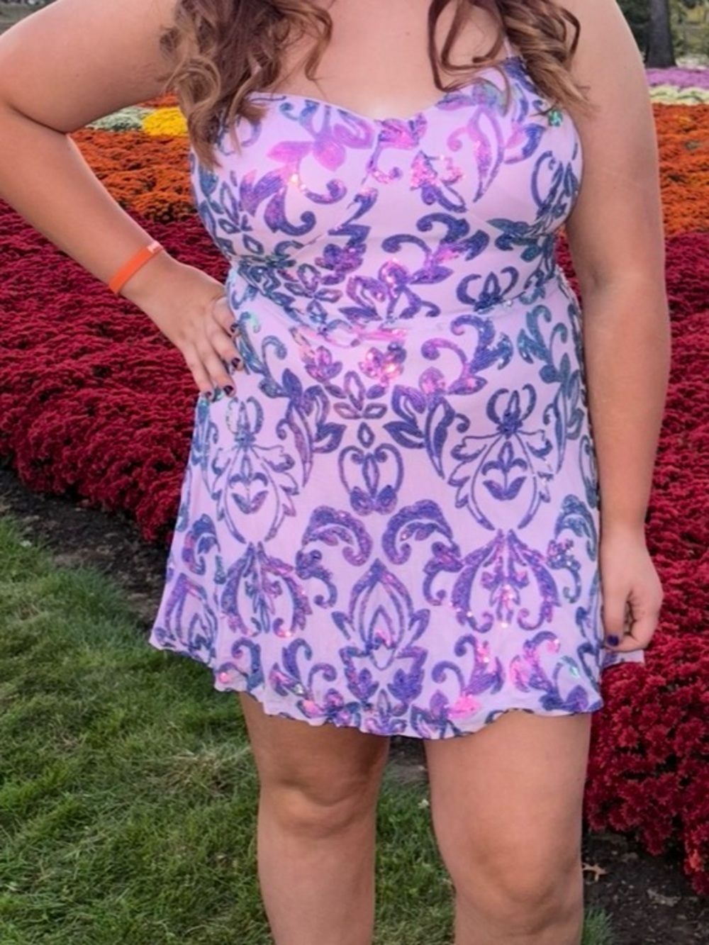 Annie Lavender and Purple Sequin Prom Dress